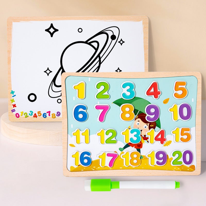 Teaching Wooden Kidsren'S Educational Magnetic Puzzles 3-6 Years Old Double-Sided Small Drawing Board Writing Erasable Toys - Image 1